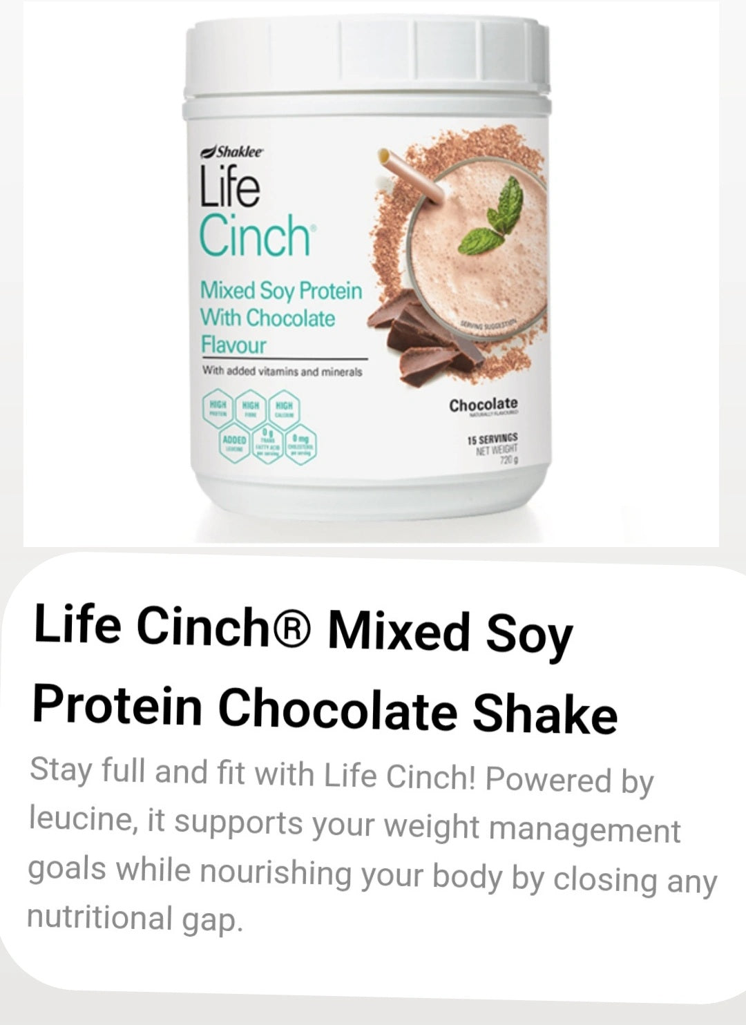 SHAKLEE Life Cinch chocolate