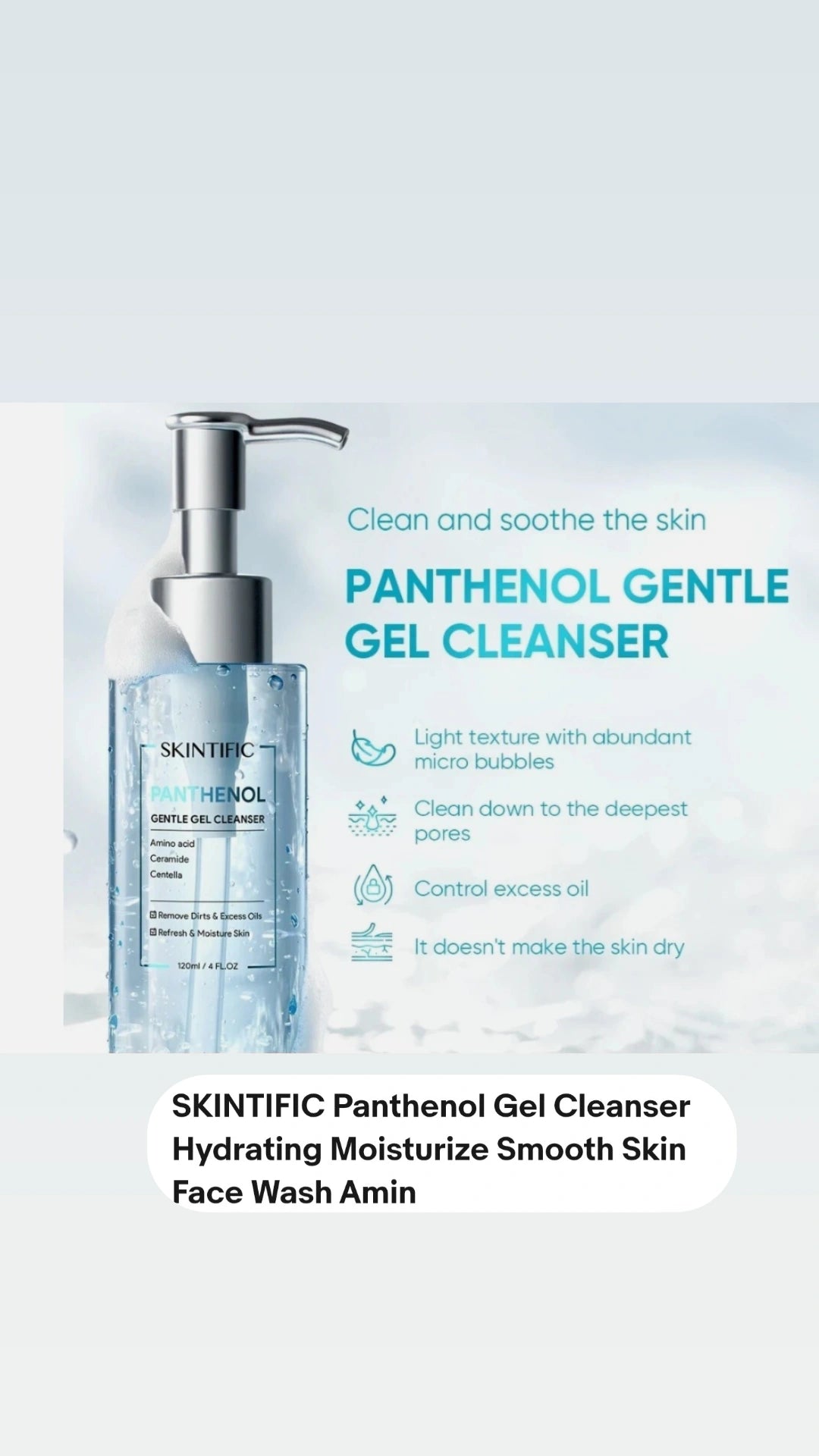 Skintific Panthenol gentle gel cleanser 120 ml
