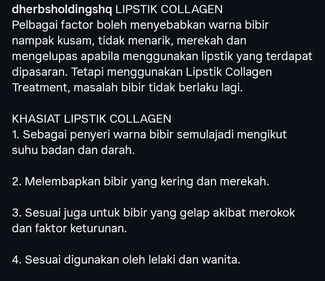 Lipstick collagen madu kelulut 5 gm