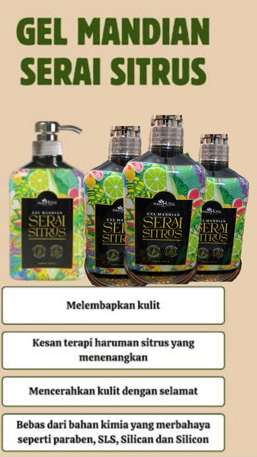 Gel mandian serai sitrus