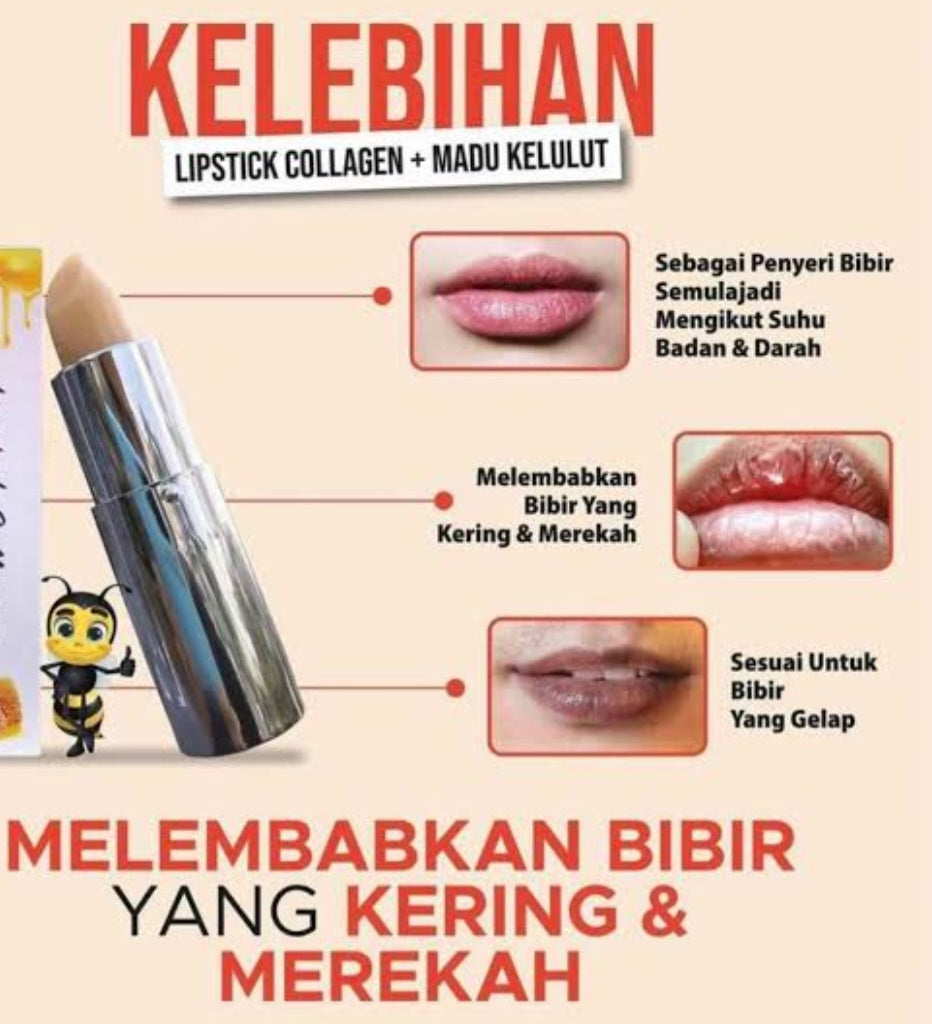 Lipstick collagen madu  kelulut 5 gm