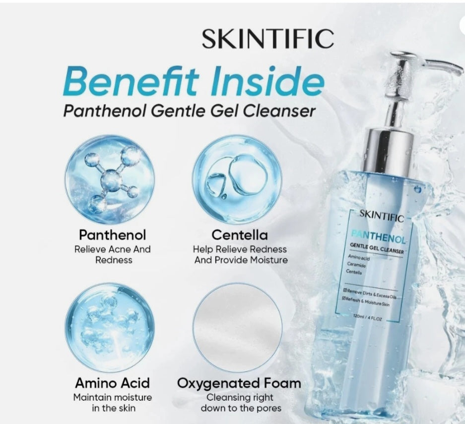 Skintific Panthenol gentle gel cleanser 120 ml
