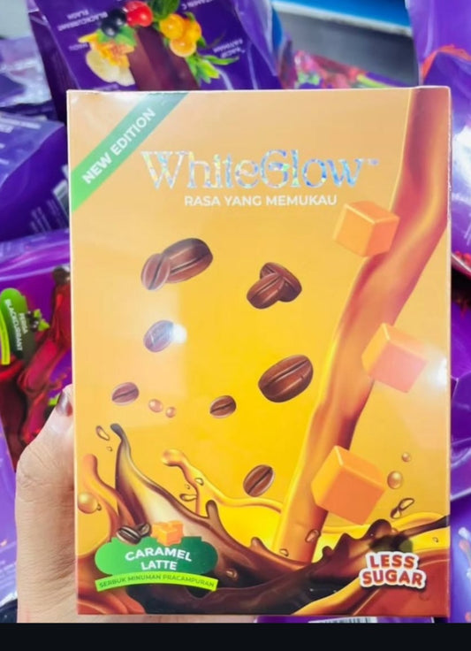 White glow 10 sachet  caramel latte  250 gm